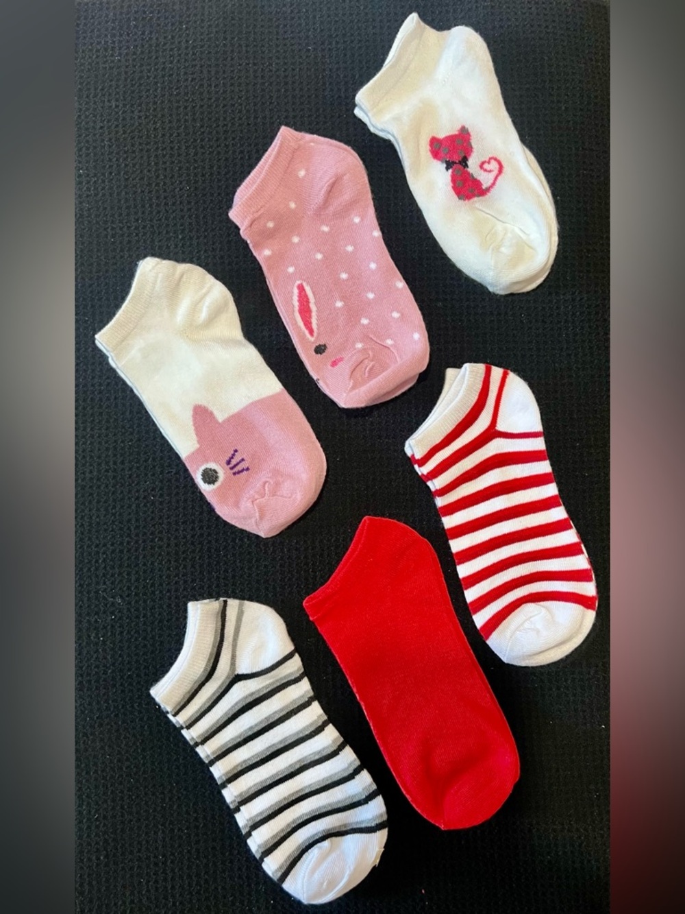 Kids No-Show Socks Pack - Pink, Red, White, Black